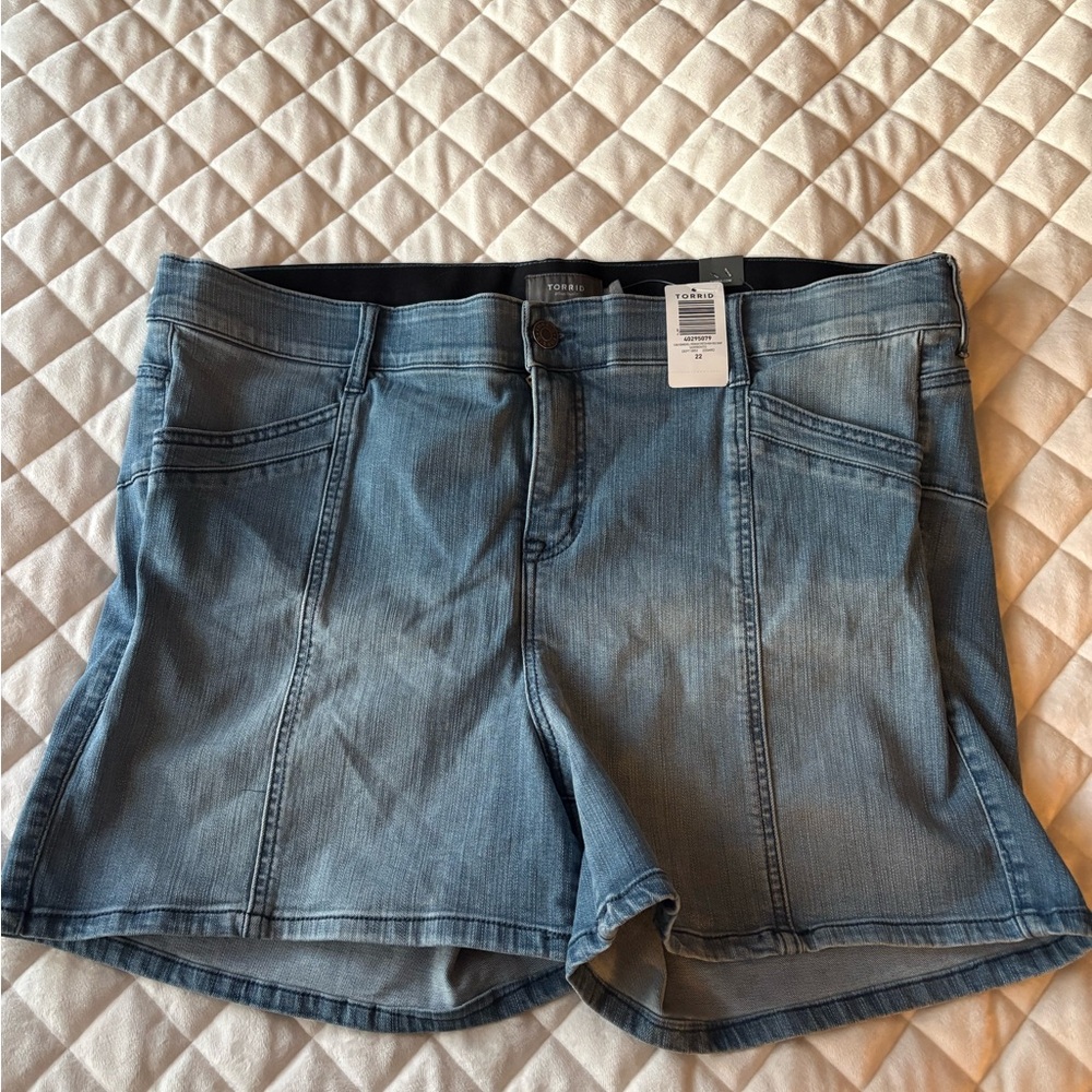 torrid Washed Blue High-Rise Denim Shorts